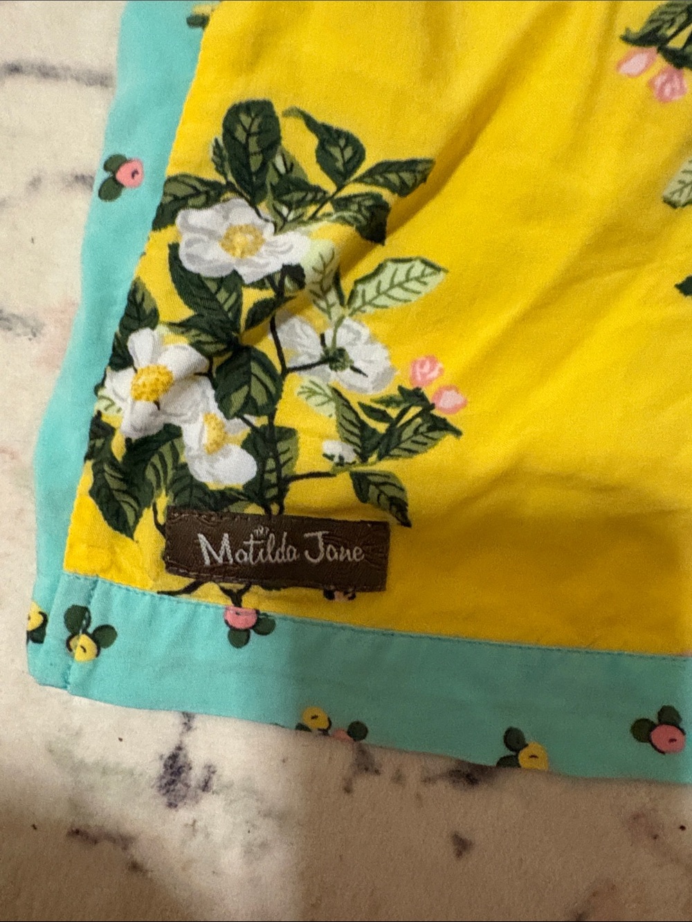 Matilda Jane What a Catch Kimono Beach Cover Up Yellow Aqua Floral - M/L. New! - Picture 4 of 4
